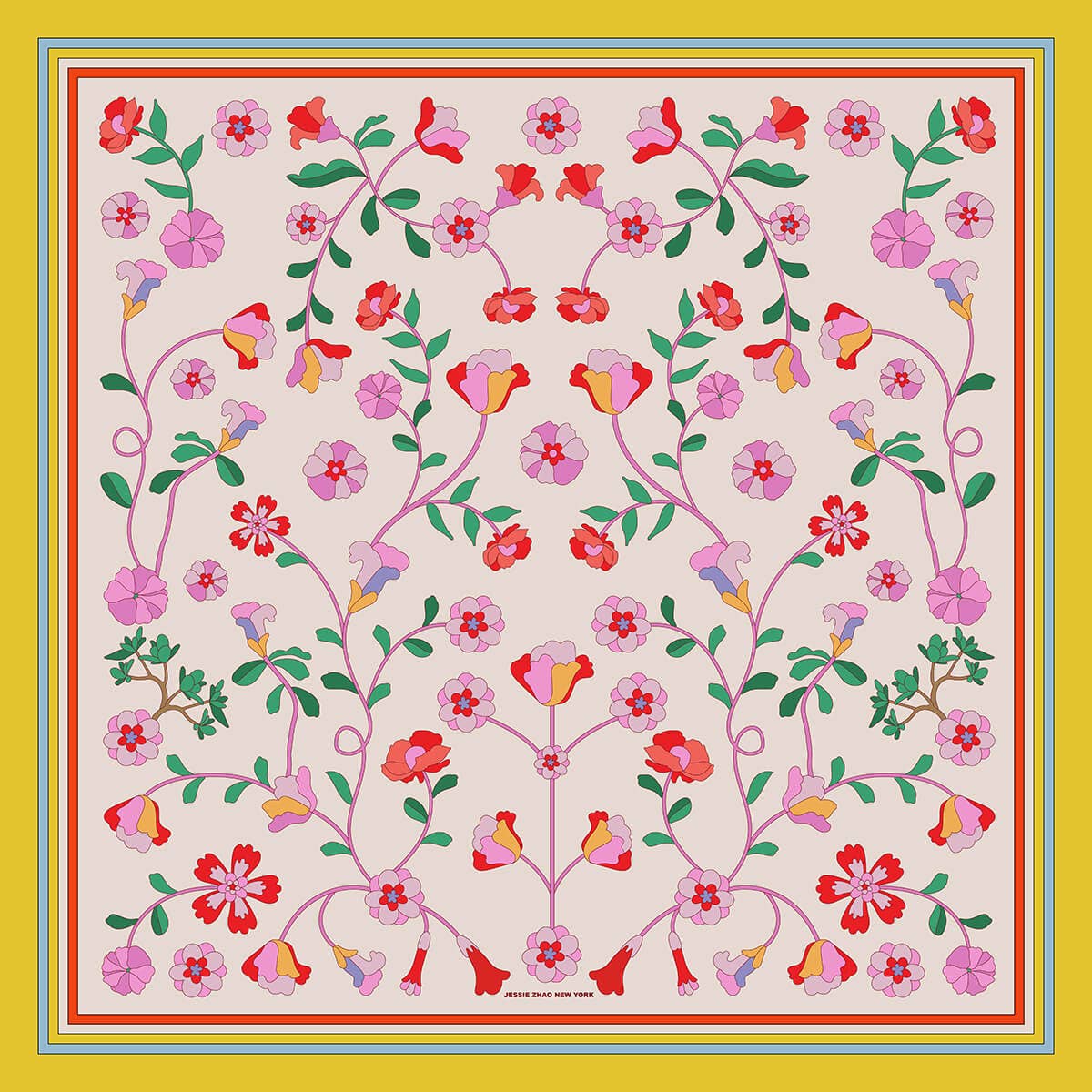 Jessie Zhao New York - Limoncello Jardin Double Sided Silk Scarf