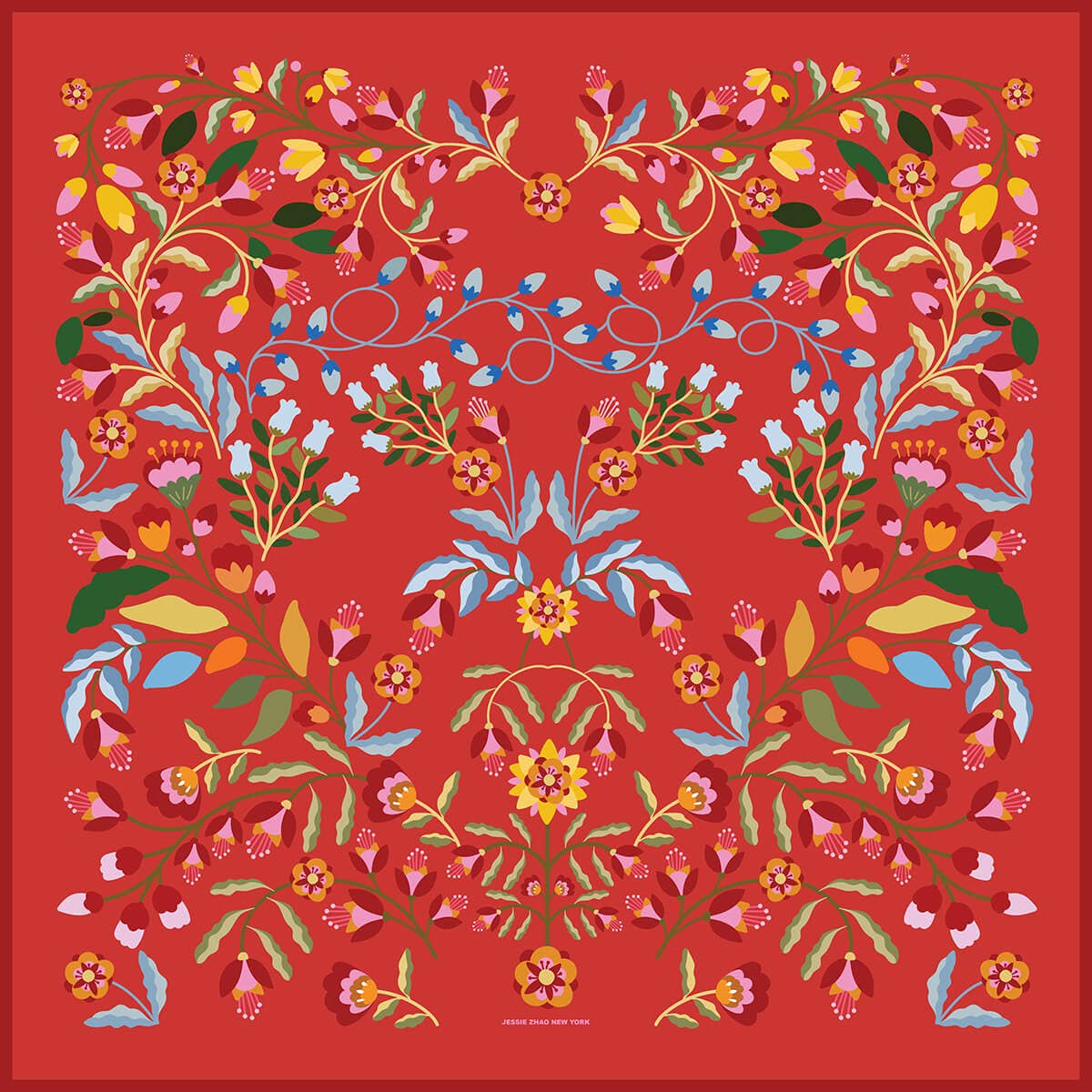 Jessie Zhao New York - Festival Flora Double Sided Silk Scarf