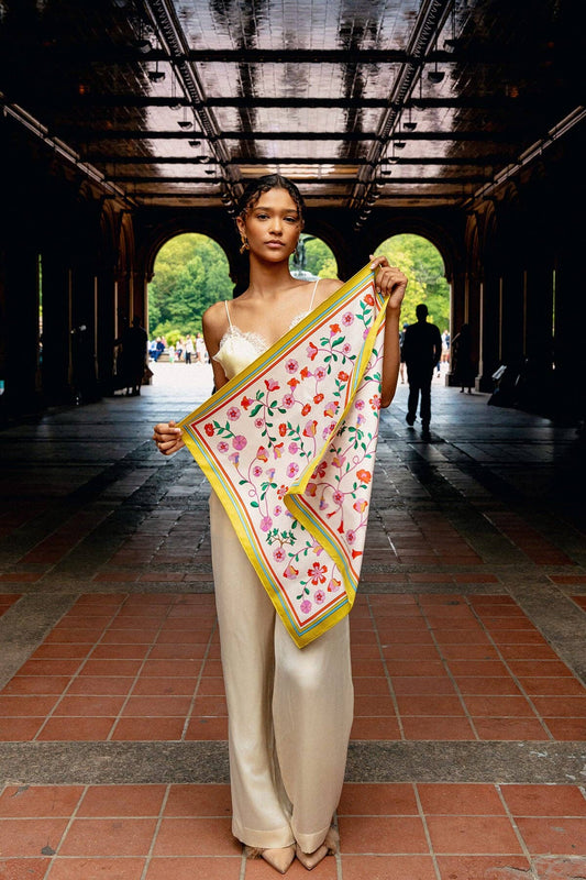 Jessie Zhao New York - Limoncello Jardin Double Sided Silk Scarf SALE