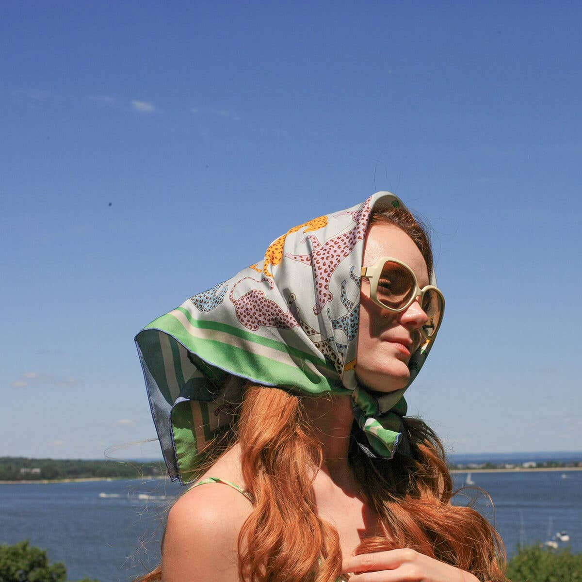 Jessie Zhao New York |  Double Sided Silk Scarf Of Leopards Garden