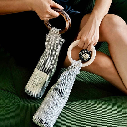 Luxe Crystal Wine Carrier: Brown
