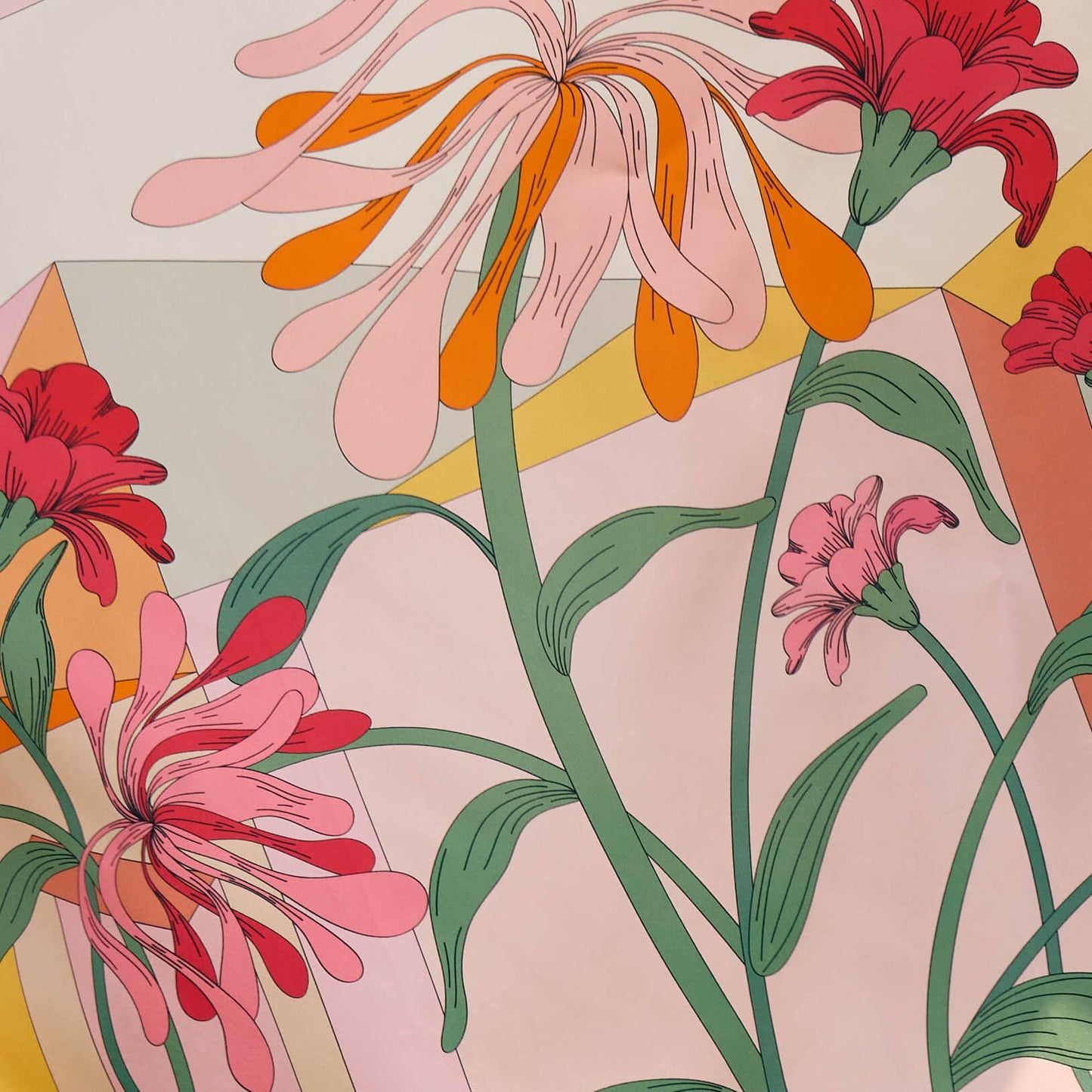 Jessie Zhao New York - Double Sided Silk Scarf of Flowers Daydreams