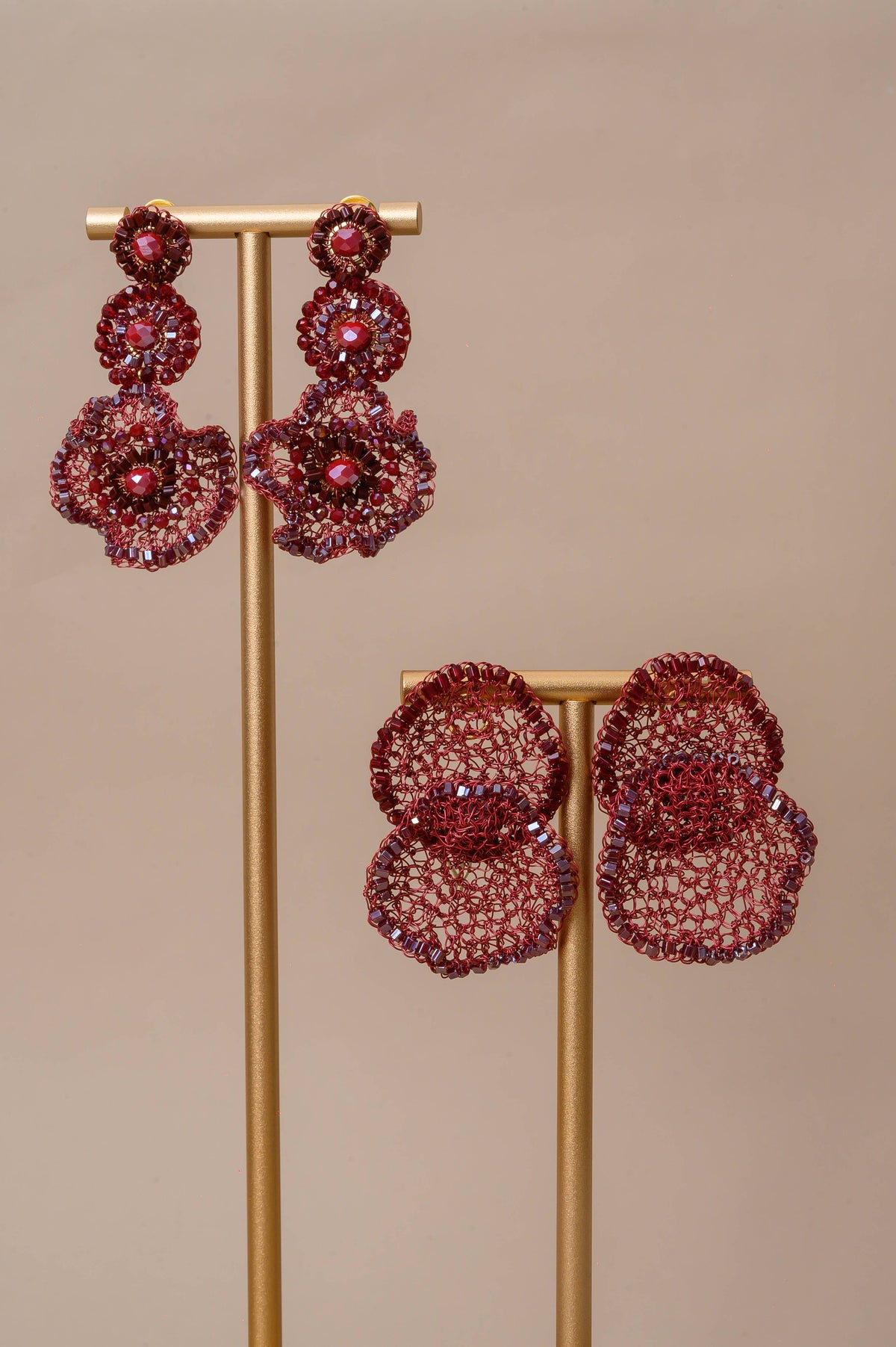 Tricia Milaneze | Burgundy Trio Crochet Earrings