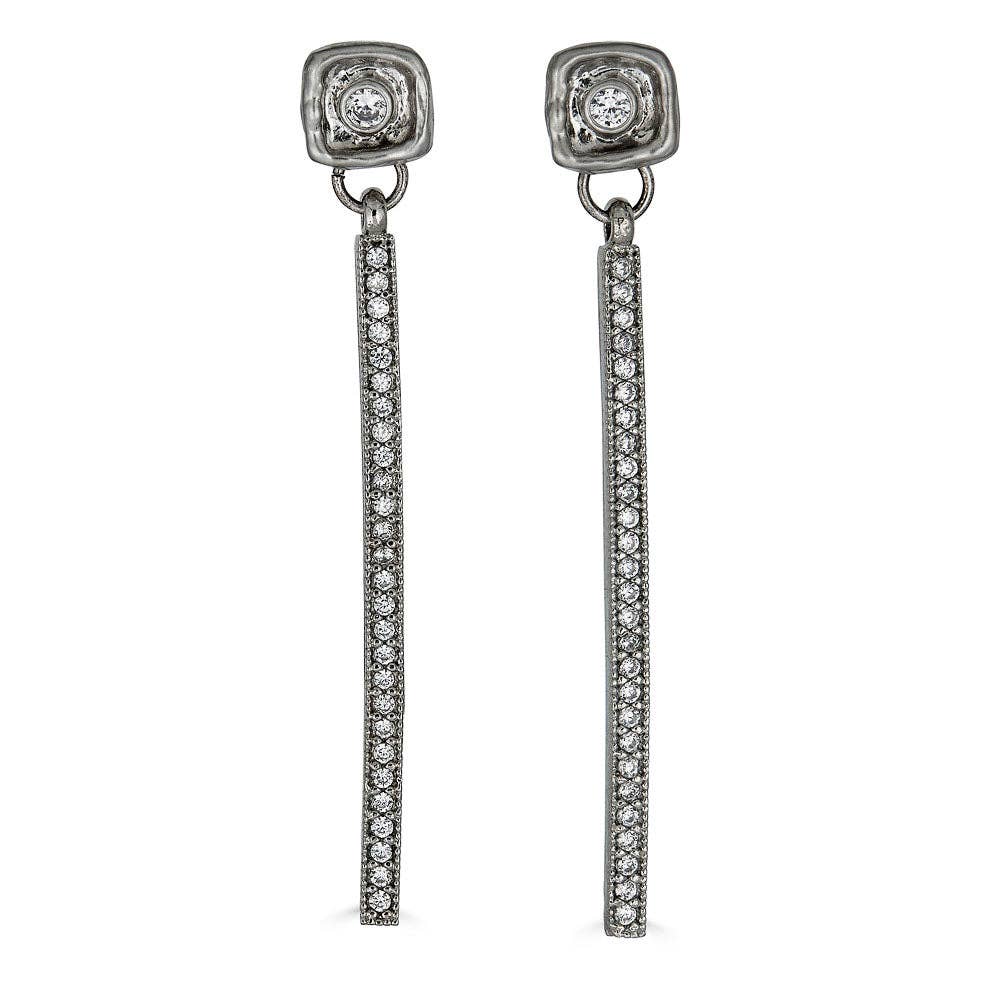 Loni Paul | Silver Crystal Bar Earrings