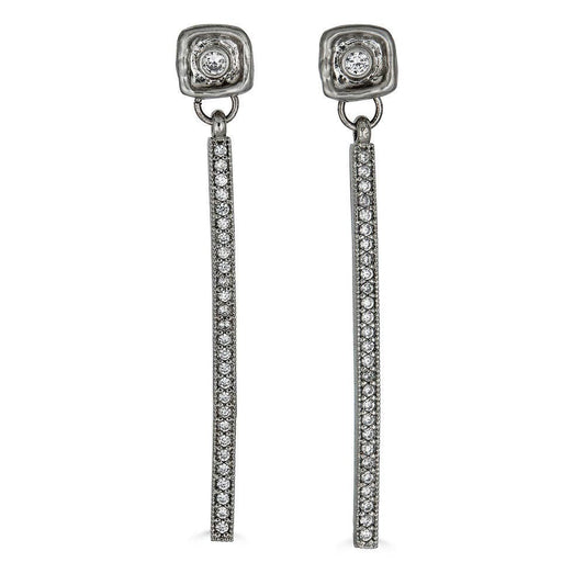Loni Paul | Silver Crystal Bar Earrings