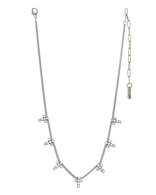 TOVA | Multi Cross Necklace: Antique Silver