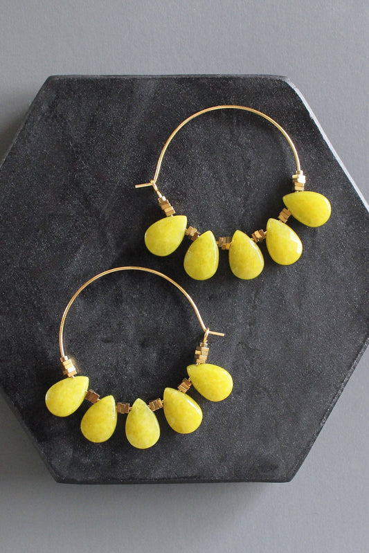 David Aubrey |  Dyed olive jade hoop earrings