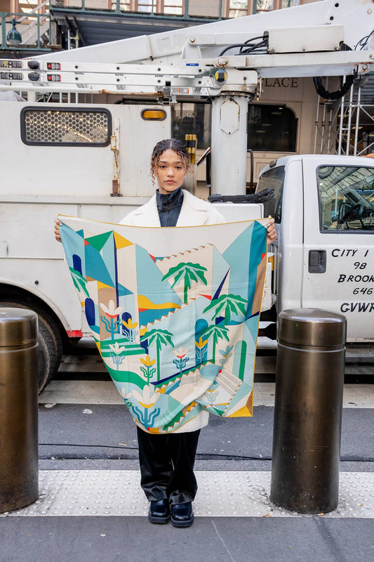 Jessie Zhao New York | Double Sided Wool Silk Scarf Of Tropical Breeze