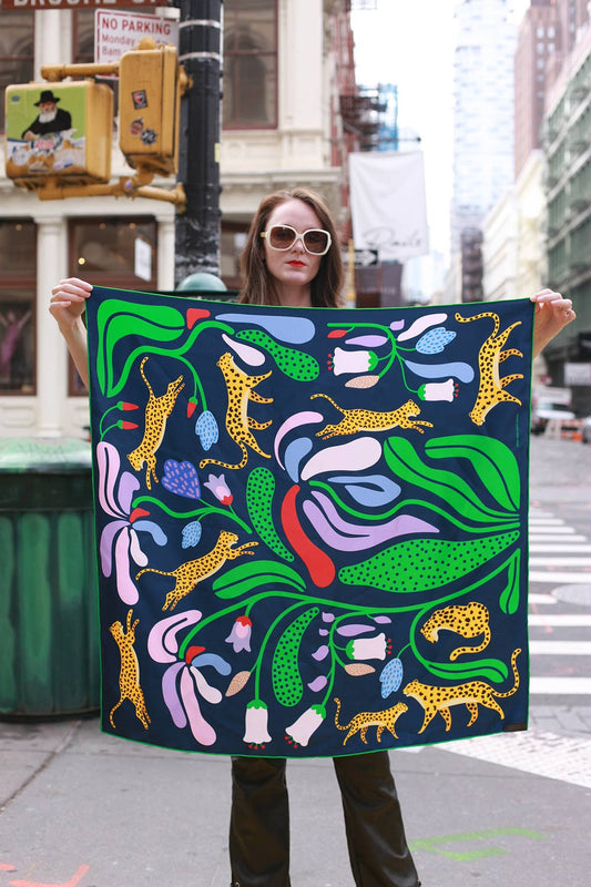 Jessie Zhao New York | Double Sided Silk Scarf Of Jungle Night