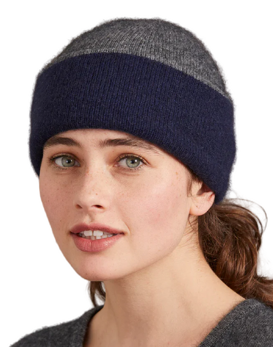 McDonald Textiles | Two Tone Beanie - Navy/Pewter - SALE