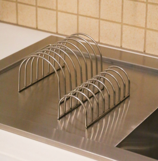 DESIGNSTUFF Dish Drainer, Brushed Steel (Set of 2)