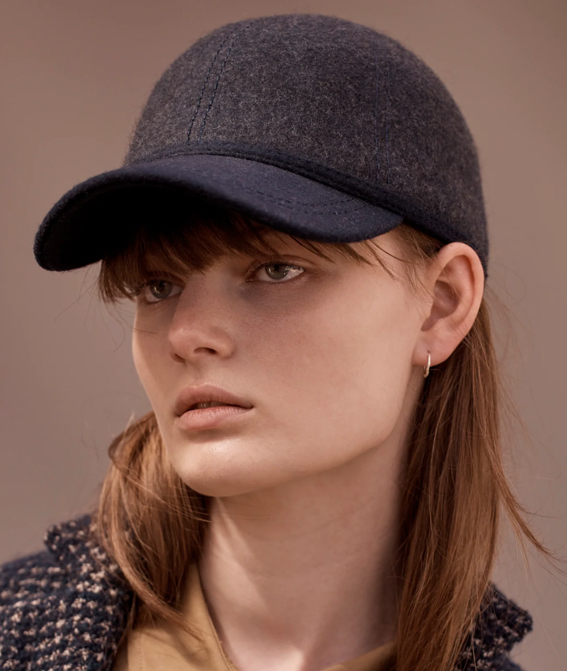 Sarah J Curtis | Dark Navy / Charcoal Woollen Cap - SALE
