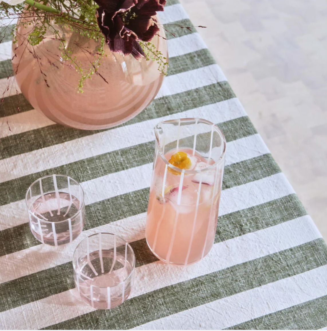 OYOY | Striped Tablecloth - 260x140 cm, Olive