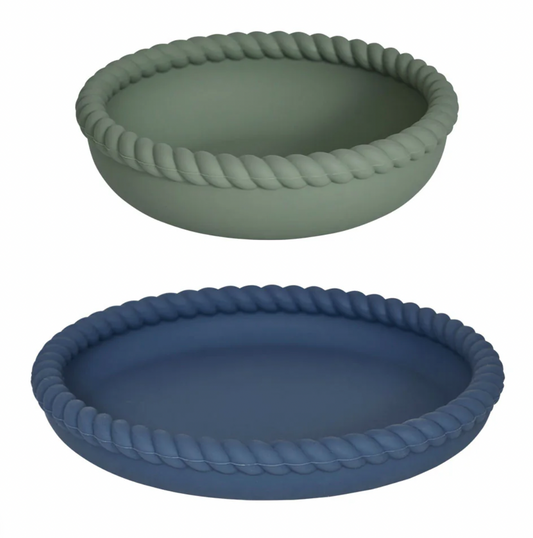OYOY - Mellow Plate & Bowl Blue-Olive