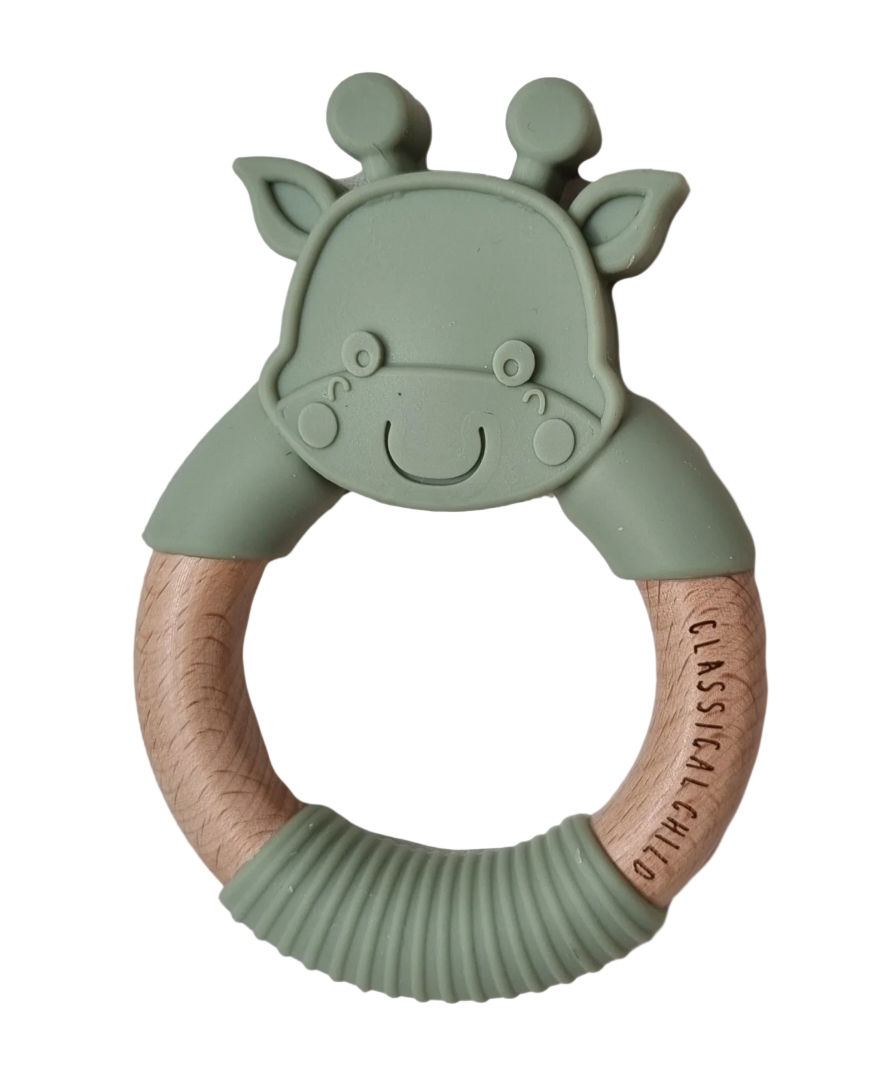 CLASSICAL CHILD | Giraffe Teether - Sage Green