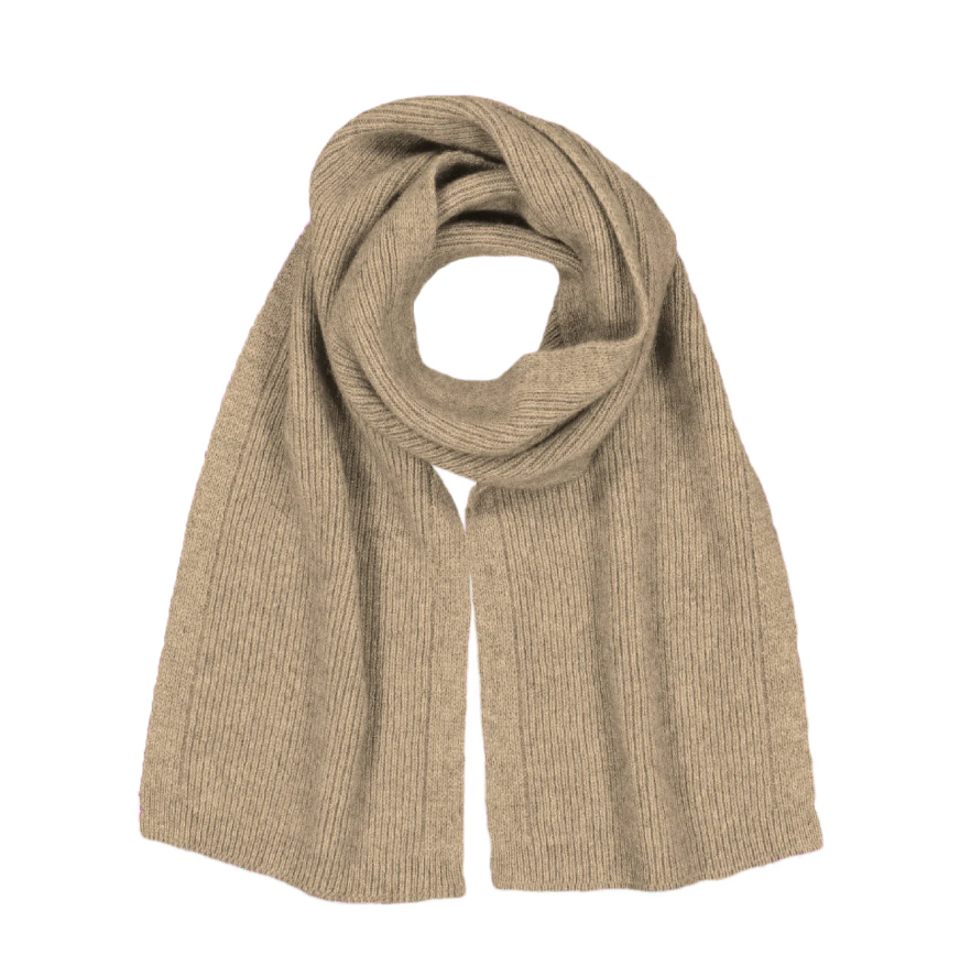 McDonald Textiles | Possum Merino Fine Rib Scarf - Mocha