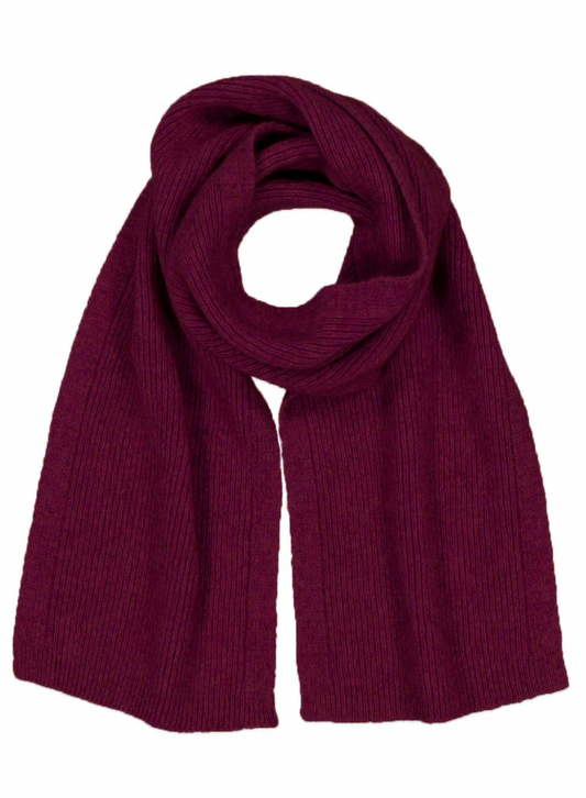 McDonald Textiles | Possum Merino Fine Rib Scarf, Berry - SALE