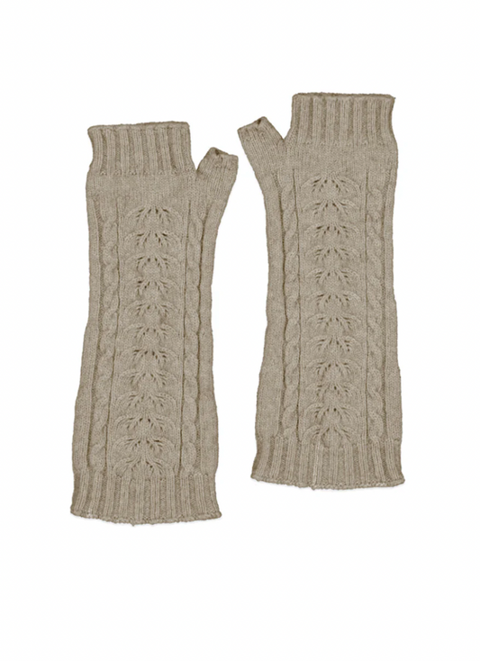 McDonald Textiles | Possum Merino Cable Glovelet, Mocha