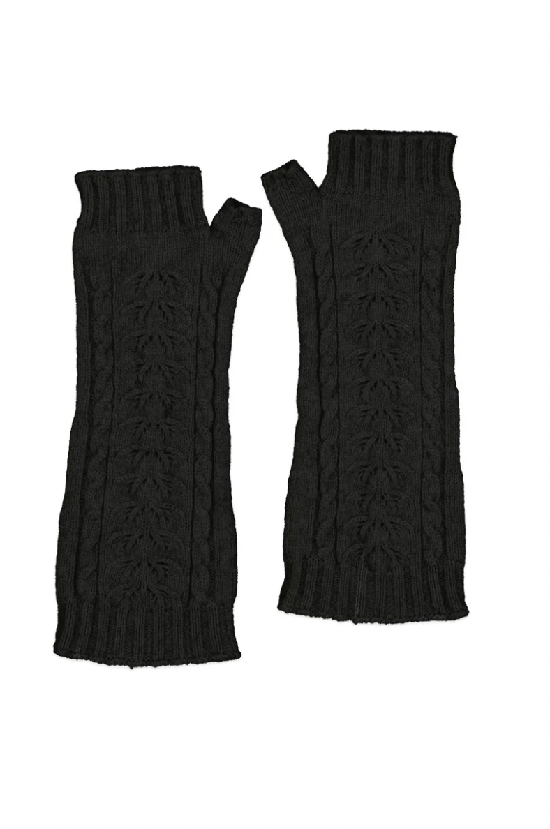 McDonald Textiles | Possum Merino Cable Glovelet Charcoal - SALE
