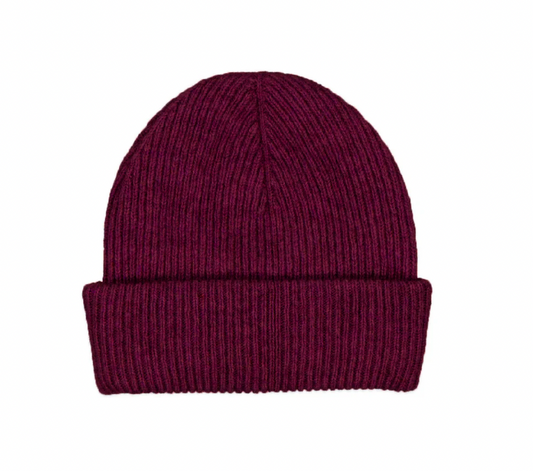 McDonald Textiles |  Possum Merino Fine Rib Hat, Berry - SALE