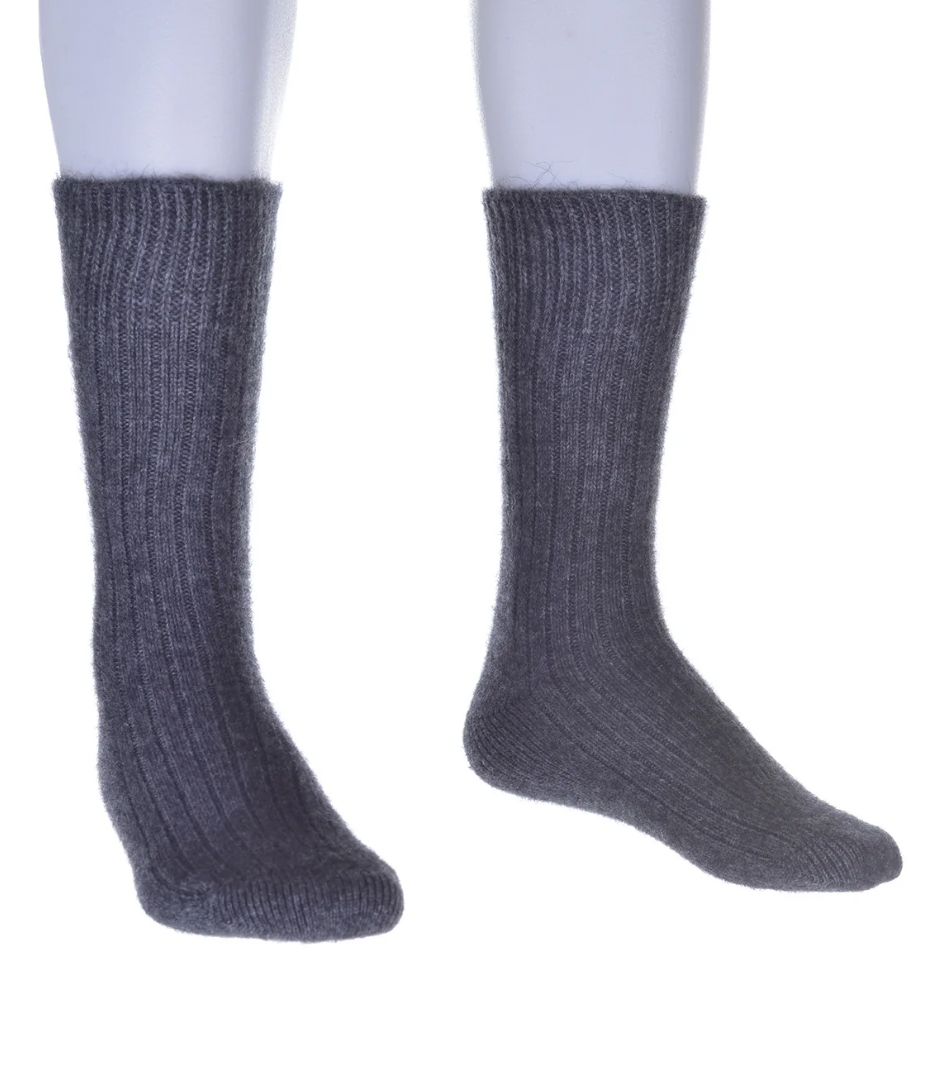 McDonald Textiles - Possum Merino Rib Socks, Pewter