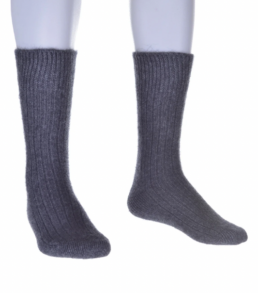 McDonald Textiles - Possum Merino Rib Socks, Pewter