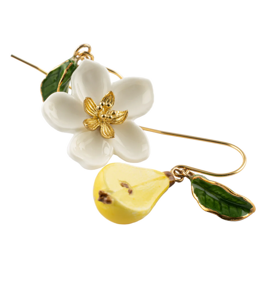 Nach Bijoux - Pear Blossom, Pear & Leaf Earrings