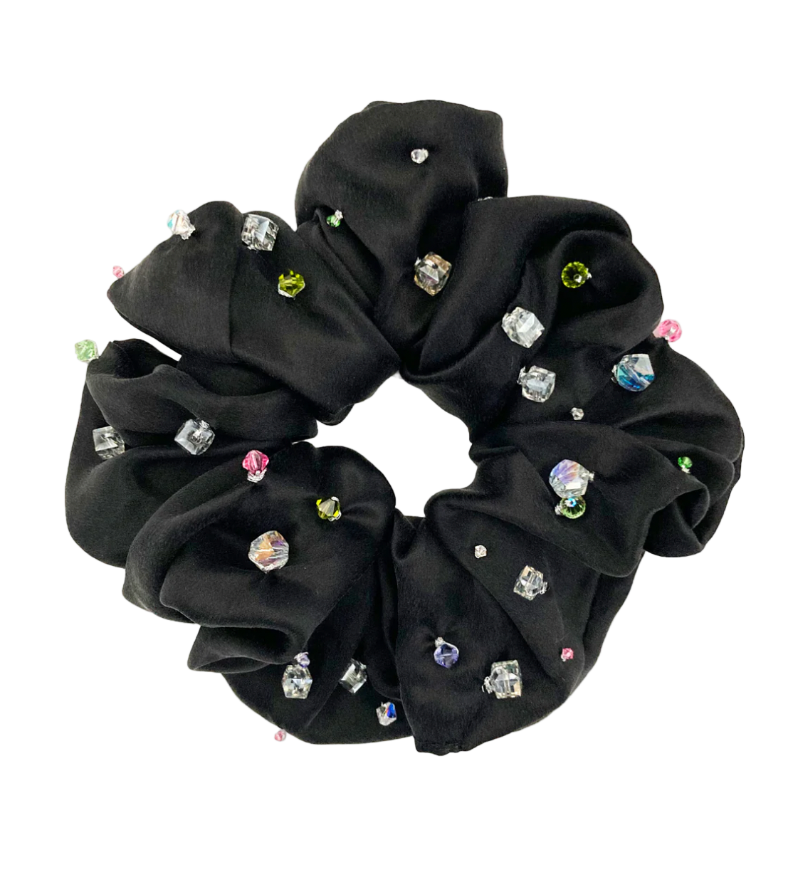 Aethera | Ottilie Embellished Oversized Silk Scrunchie - Nero