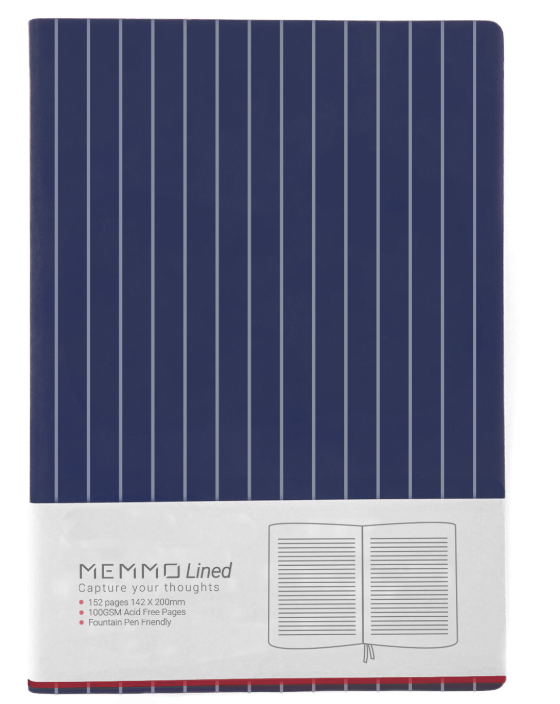 MEMMO | Lined Notebook A5, Pin Stripe
