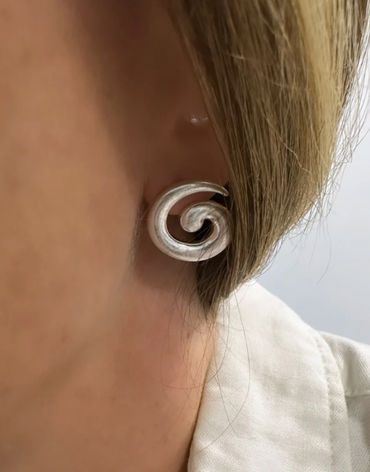 Briwok | Mini Swirl Earrings- Silver