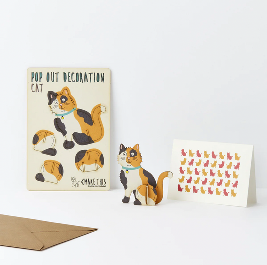 Pop Out Calico Cat Greeting Card