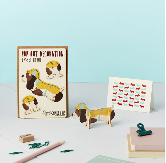 Pop Out Basset Hound Greeting Card