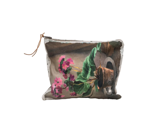 Swarm Amsterdam | Canvas Painting Zip Clutch - Pink Geraniums