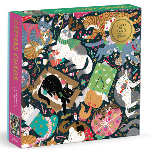 Galison | Catmas Chaos Foil Puzzle-500pc