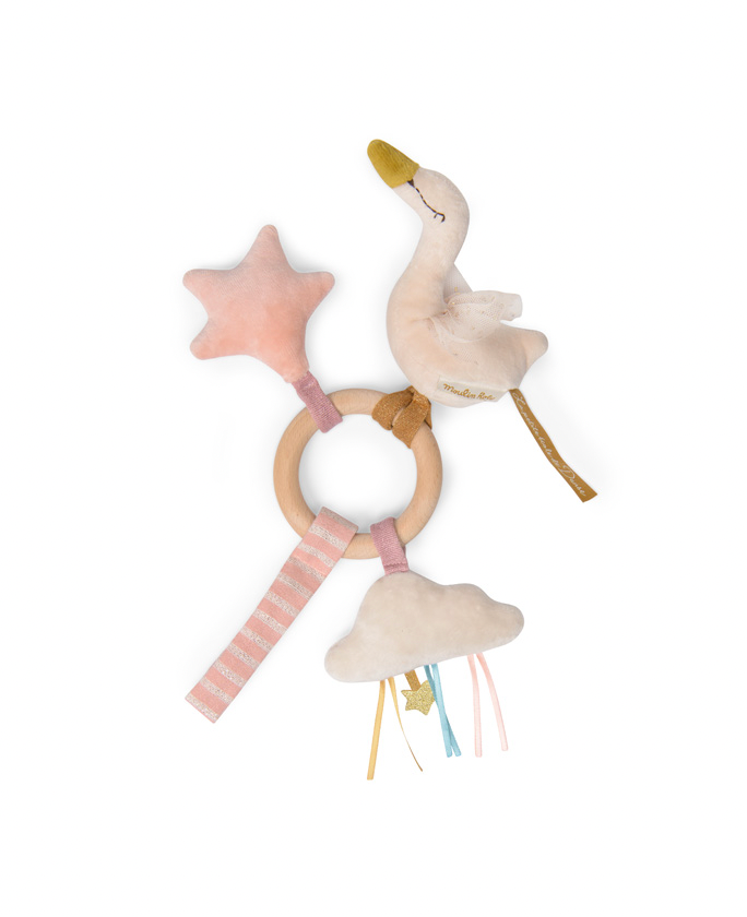 Moulin Roty | Ecole de Danse swan wooden ring rattle