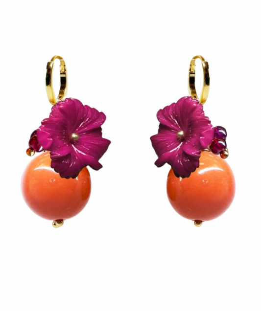 Julie Sion | Oxford Ball Earrings, Coral