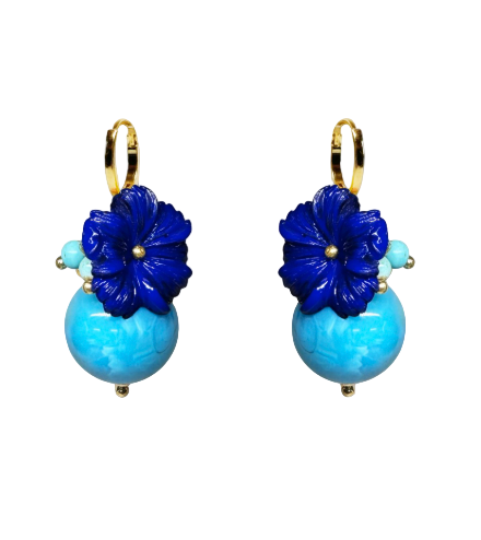 Julie Sion | Oxford Ball Earrings, Marine Blue