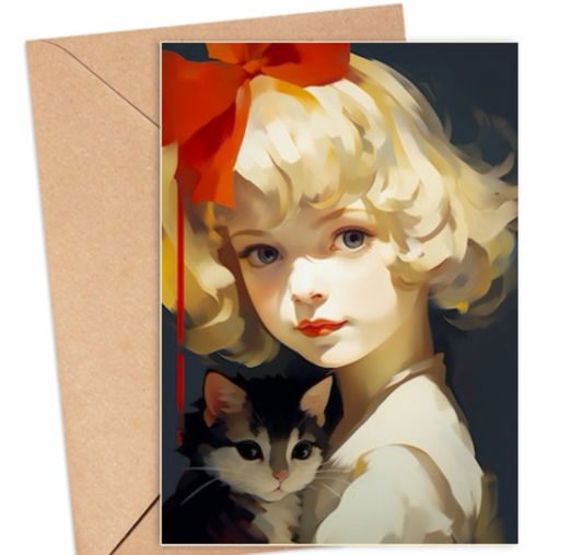 IKONINK |  Girl and Her Cat Card