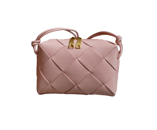 L'ORA D'ORO | Large Weave Crossbody Bag - Pink