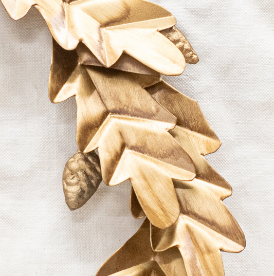 Ornamentation | Metal Wall Wreath - Oak Leaves and Acorns