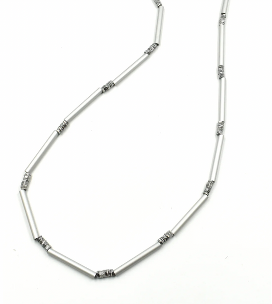 CHIRSTINA BRAMPTI | INDUSTRIAL SPRING LONG SILVER NECKLACE