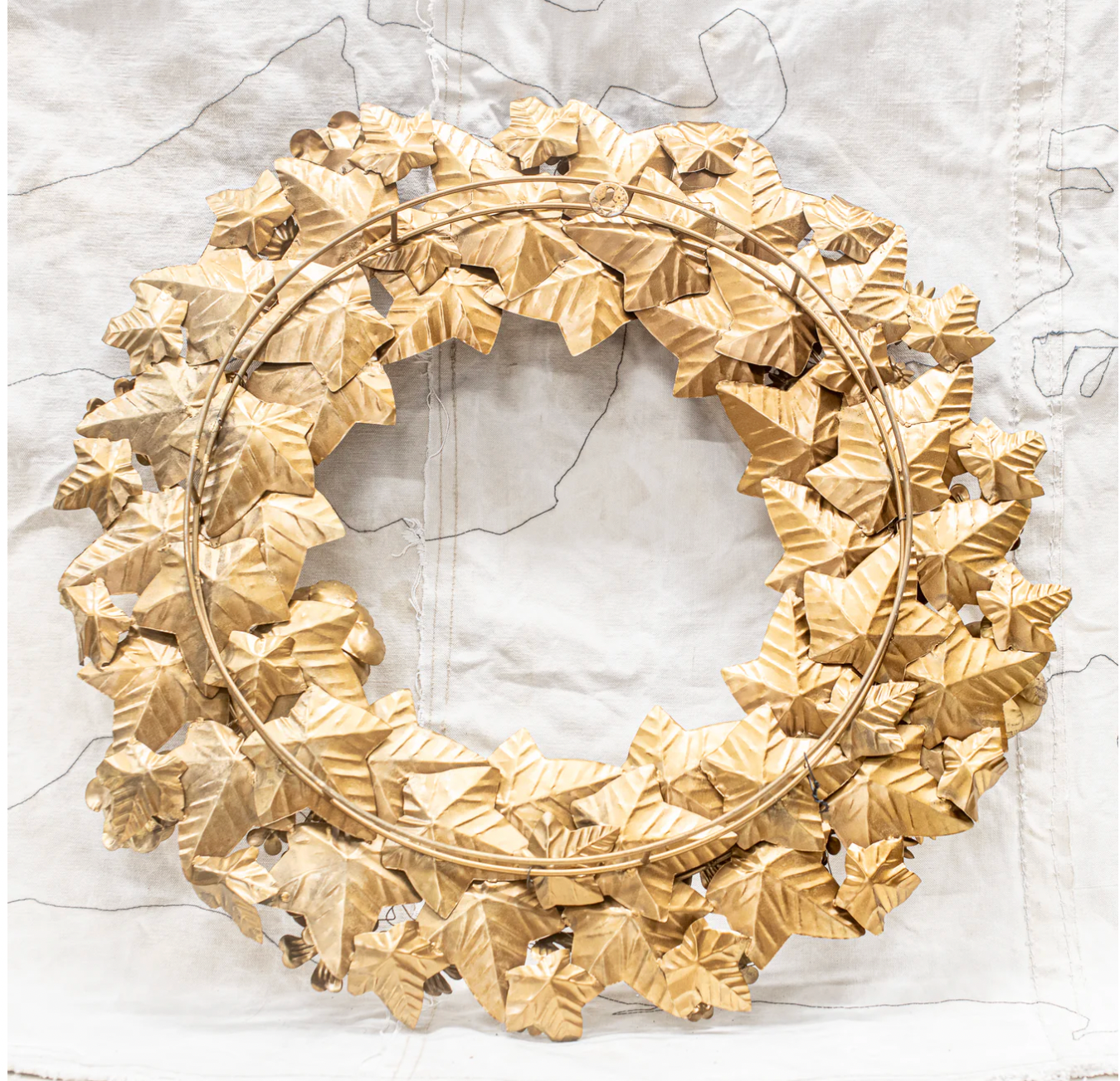 Ornamentation | Wreath Large Floral Metal - Gold