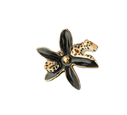 Nach Bijoux | Erine flower and leopard brooch