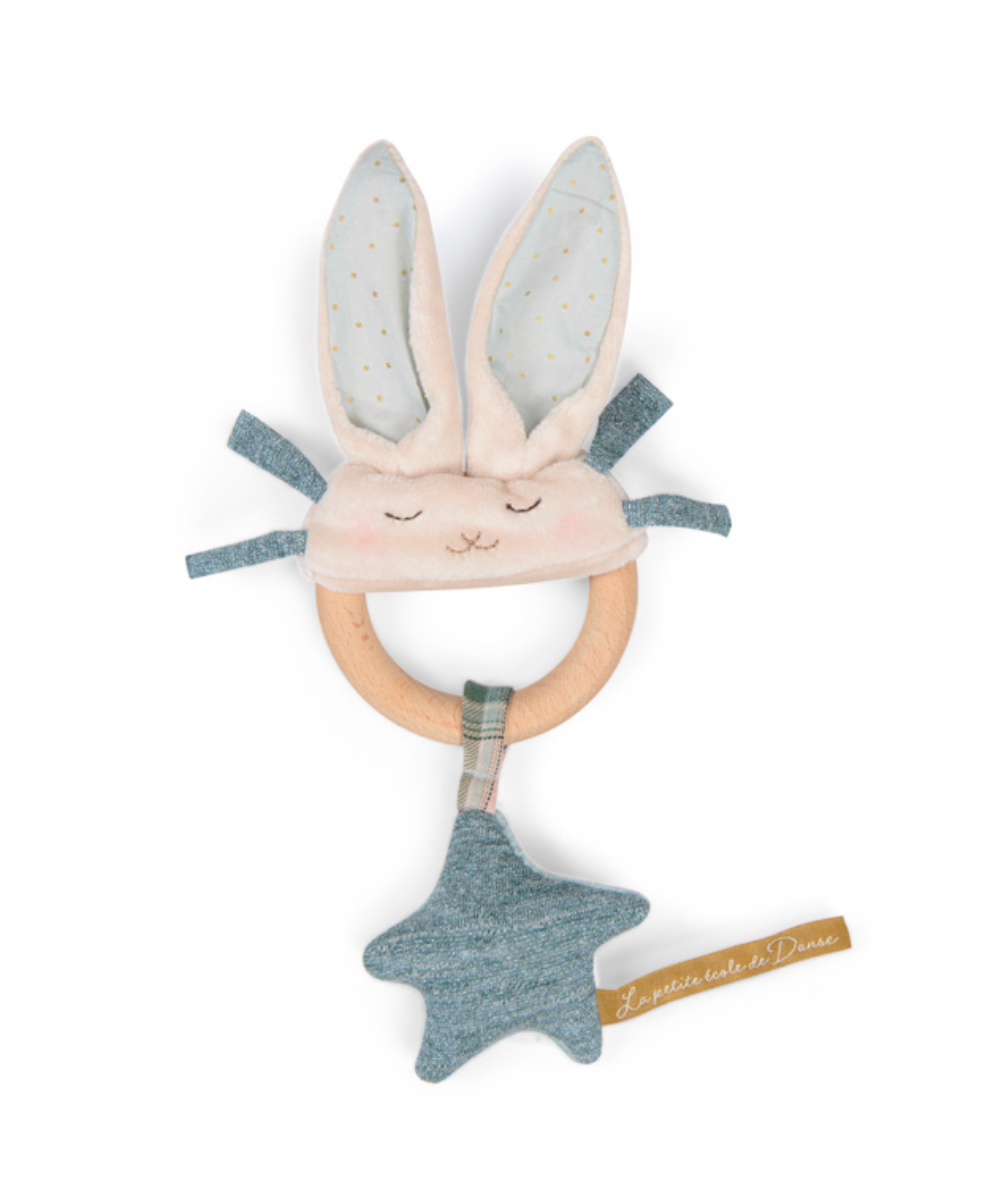 Moulin Roty | Ecole de Danse pink mouse wooden ring rattle SALE