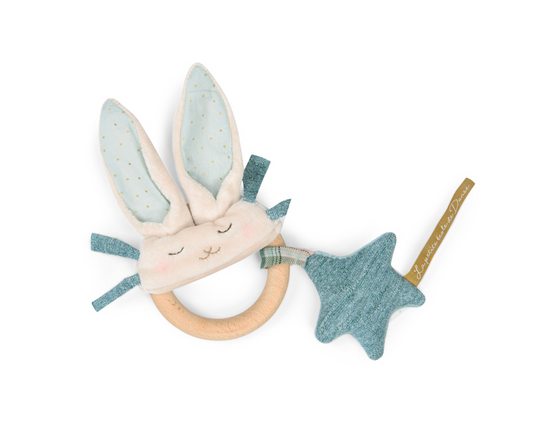 Moulin Roty | Ecole de Danse pink mouse wooden ring rattle