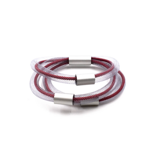 Christina Brimpti | MESH ROPE ALUMINIUM SMALL TUBE BRACELE - Red