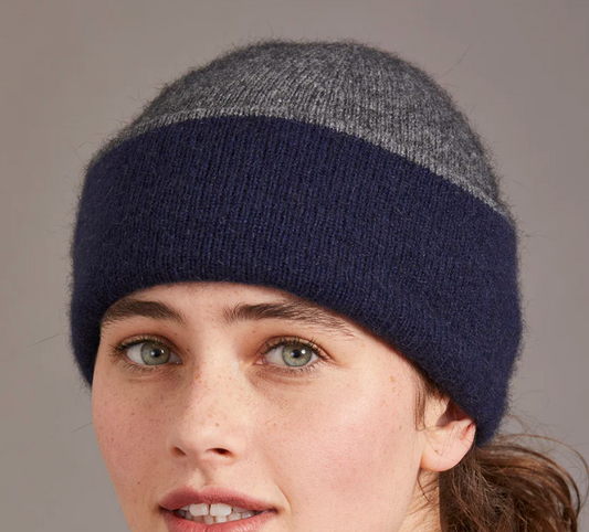 McDonald Textiles | Two Tone Beanie - Navy/Pewter