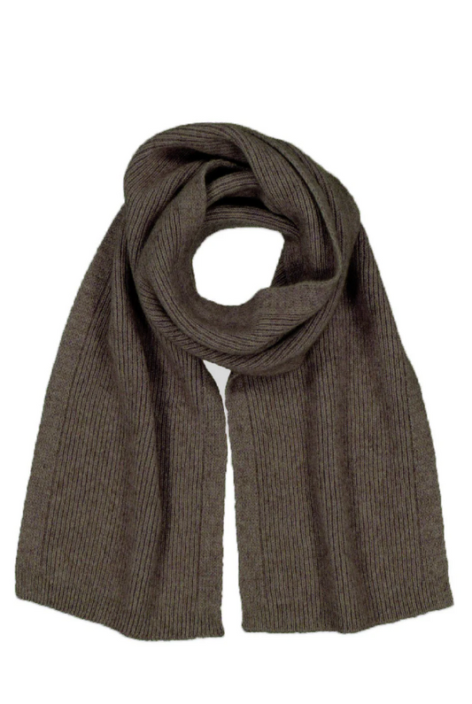 McDonald Textiles | Possum Merino Fine Rib Scarf, Bark