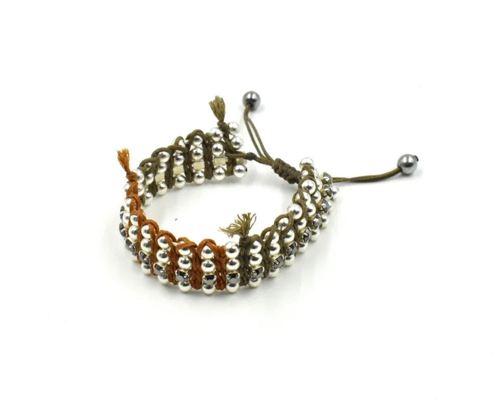 Christina Brimpti | BEYOND SIMPLICITY METALLIC ELEMENTS BRACELET - Brown & Olive Green