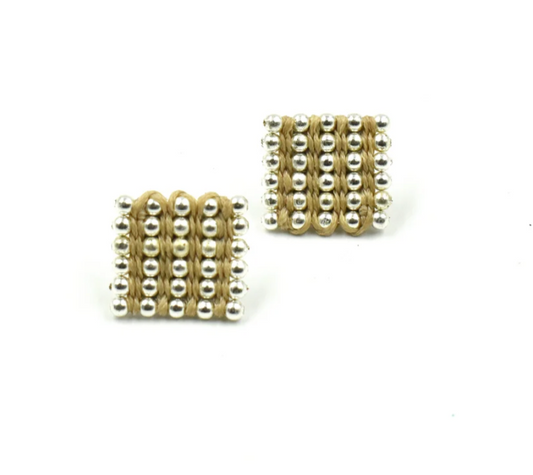 CHRISTINA BRAMPTI | BEYOND SIMPLICITY  METALLIC DETAILS EARRINGS Beige